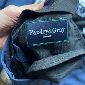Paisley and Grey Slacks- 32x32 navy blue slacks